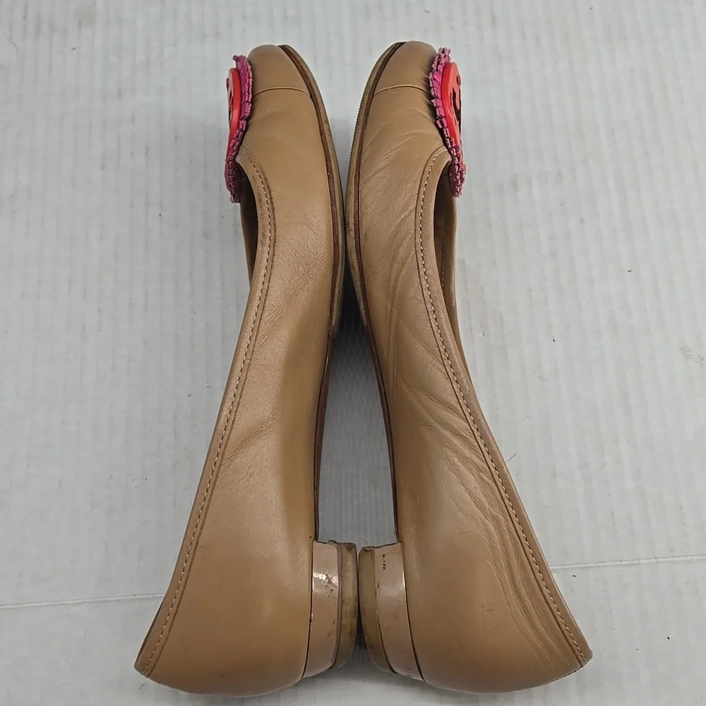 Tory Burch Tan and Pink Leather Flats 6